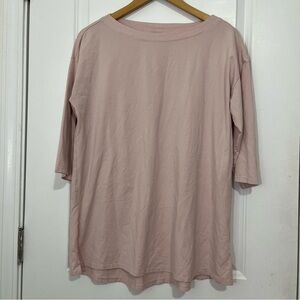 J.Jill Women’s Top Sz M Luxe Supima Cotton Pleat-back Tunic Pink Minimalist Soft